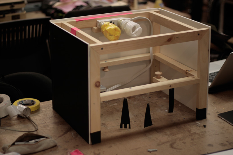 Inside view of the first working prototype 